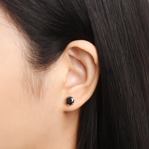 IOGOU Modern Real 1 Carat Black Moissanite Stud Earrings
