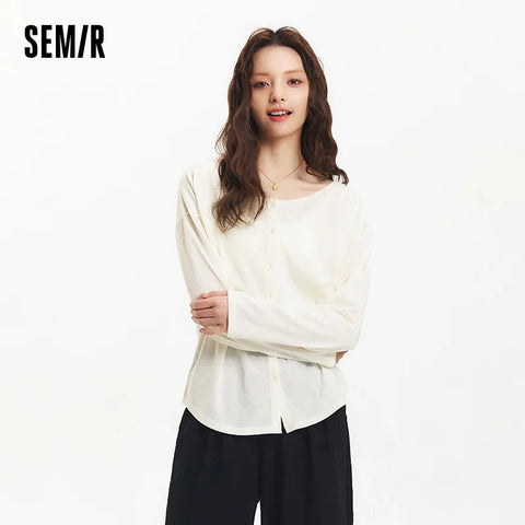 Semir Long Sleeve T-Shirt Women U Neck Cardigan