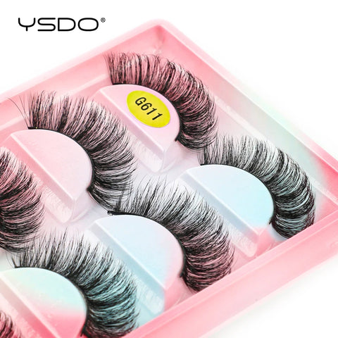 YSDO 5 Pairs Natural Long 3D Mink Eyelashes