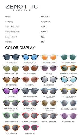 ZENOTTIC Small Retro Round Polarized Sunglasses – Vintage UV400 Unisex Shades