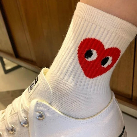 Korean Black and White Striped Polka Dot Casual Sports Socks
