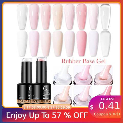 BORN PRETTY Milky Pink Rubber Base Gel Nail Polish