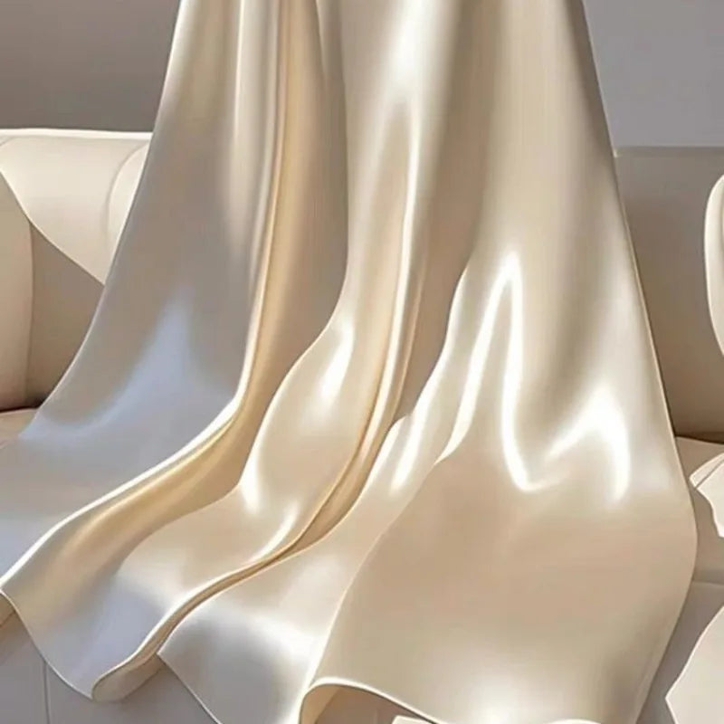 OCEANLOVE White Satin Skirts for Women - A-line French Style Elegant Vintage Long Skirt