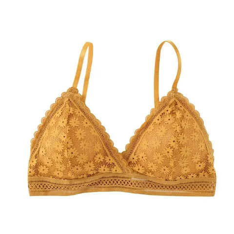 Floral Lace Bralette for Women - Push Up Wireless Lingerie with Removable Pads