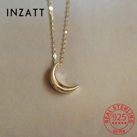 INZATT 925 Sterling Silver Moon Choker Necklace