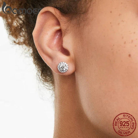 BAMOER Halo Moissanite Oorknopjes – 925 Sterling Zilveren Verlovingssieraden