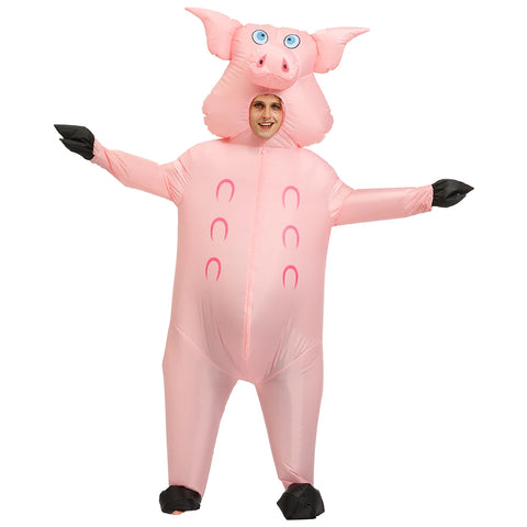Adult Pink Pig Inflatable Costume for Parties