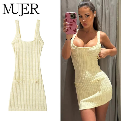 MUJER 2025 Gebreide Bodycon Mini-jurk