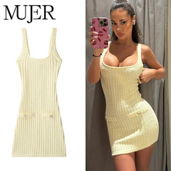 MUJER 2025 Knitted Bodycon Mini Dress