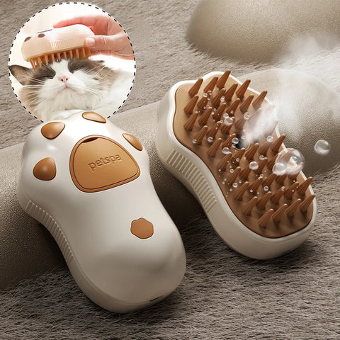 3-in-1 Electric Pet Brush - Cat & Dog Grooming with Spray & Massage