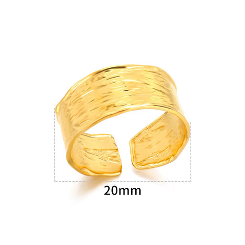 Minimalist Texture Stainless Steel Geometric Rings for Women - Gold Color Opening Couple Ring for Aesthetic Weddings and Christmas Jewelry