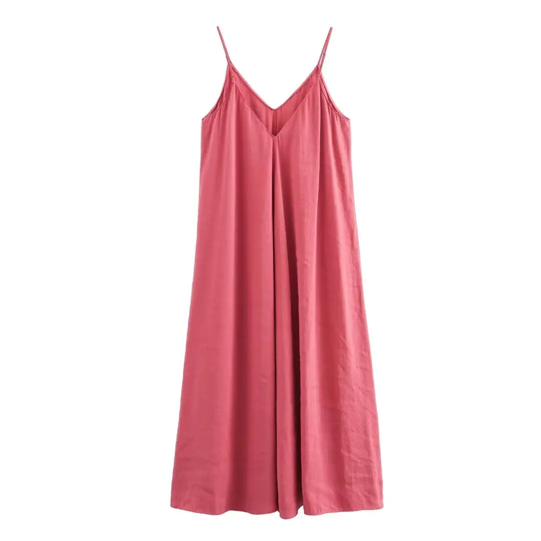 MUJER 2025 Red Slip Maxi Dress for Women