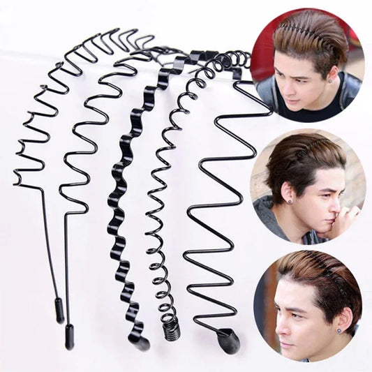6 stuks modieuze metalen haarbanden voor mannen en vrouwen, unisex, zwarte golvende haarband, sporthoofdband, haarband, haaraccessoires, cadeau 