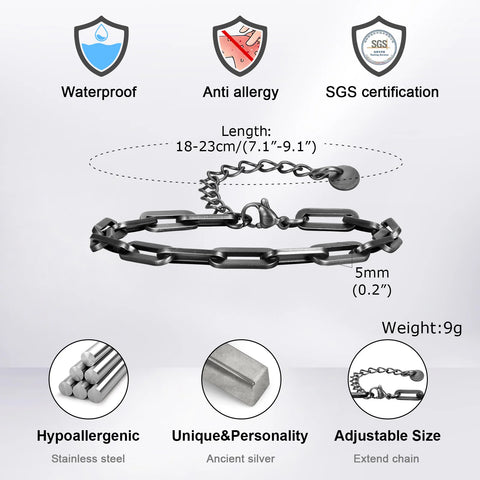 Vintage Byzantine Chain Bracelet for Men and Boys - Stainless Steel Retro Wristband