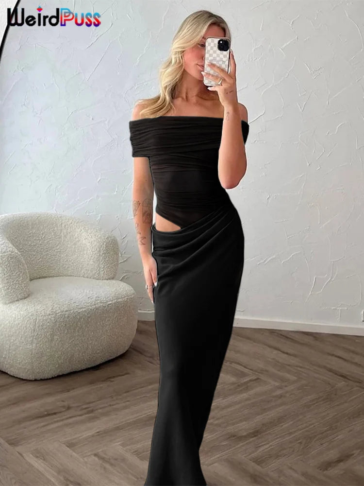 Weird Puss Ruched Irregular Dress - Elegant Women's Bodycon Outfit