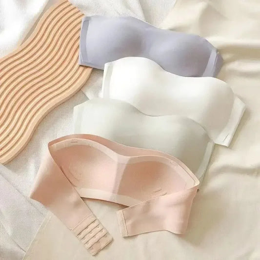 Seamless Tube Top Bra with Invisible Straps - Non-Slip Wireless Bralette for Women