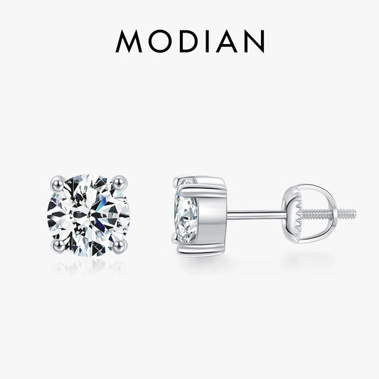 MODIAN Moissanite Lab Diamond Stud Earrings for Women