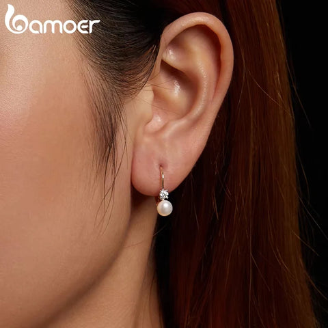 BAMOER Moissanite & Pearl Earrings
