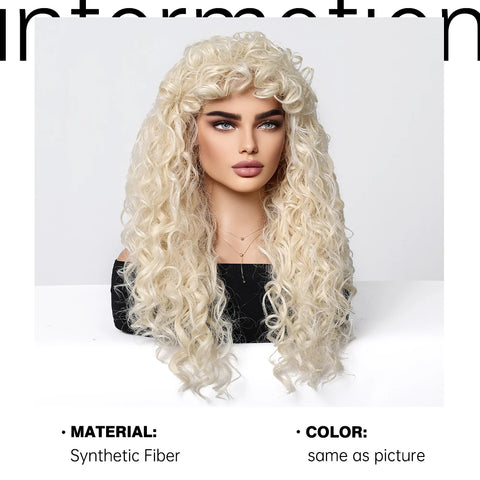 EASIHAIR Curly Synthetic Wig - Natural Platinum Blonde Long Silky Deep Water Wave for Women