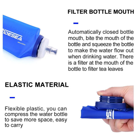 Widesea 600ml Soft Water Bottle - Portable Hydration Pack for Outdoor Sports