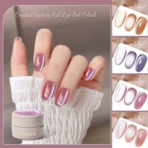 CANNI Long Wear No-Wipe Topcoat & Crystal Magnetic Cat Eye Gel