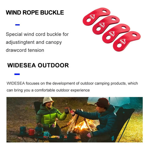 Widesea 4pcs Adjustable Aluminium Alloy Tent Wind Rope Buckles for Outdoor Adventures