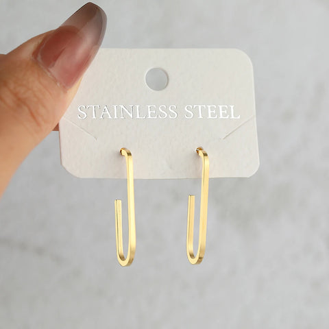 Gothic Punk Stainless Steel Geometric Rectangle Stud Earrings for Women