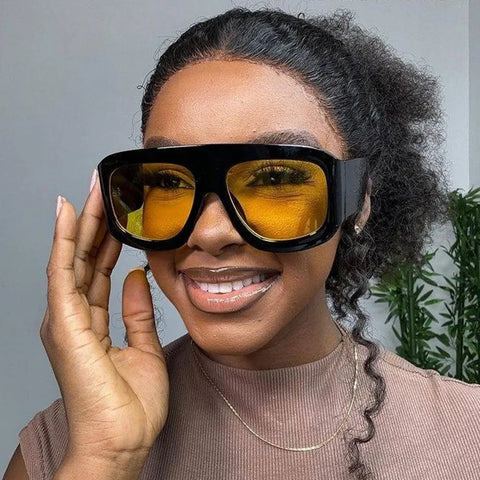 JNPCXI Oversized vierkante zonnebril met gradiënt – Luxe retro UV400 unisex buitenzonwering