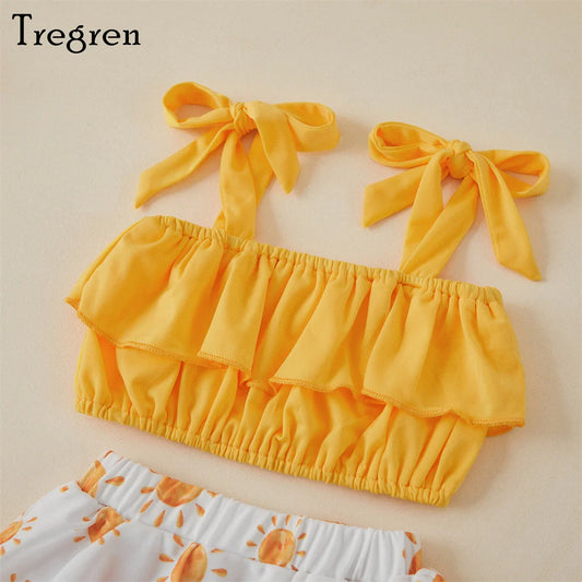 Tregren Infant Baby Girl Swimsuit with Ruffle Tutu Shorts