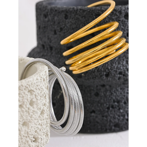 Yhpup Stainless Steel Stackable Multi-Layer Wrap Arm Bracelet - Unisex Waterproof Fashion Jewelry