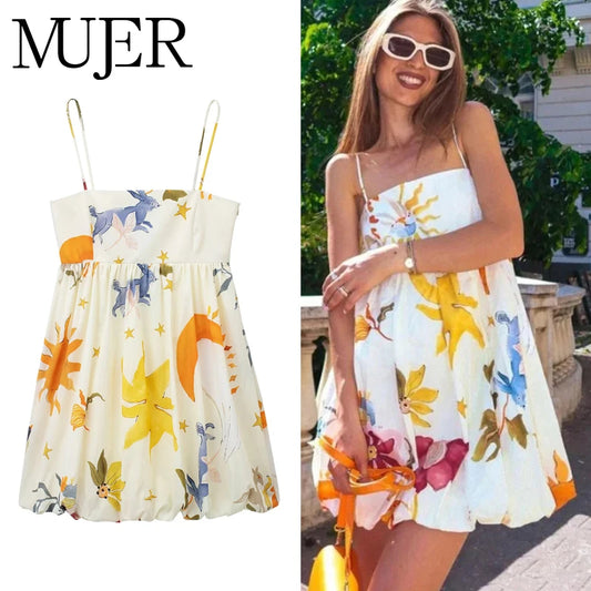 MUJER Print Slip Mini Dress for Women