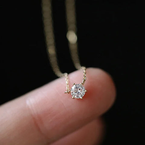 INZATT Real 925 Sterling Silver Zircon Round Bead Pendant Choker Necklace