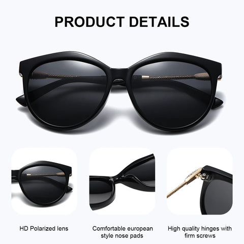 BARCUR Ronde Cat-Eye Gepolariseerde Zonnebril – Ultralichte UV400 Dameszonnebril met Geschenkdoos