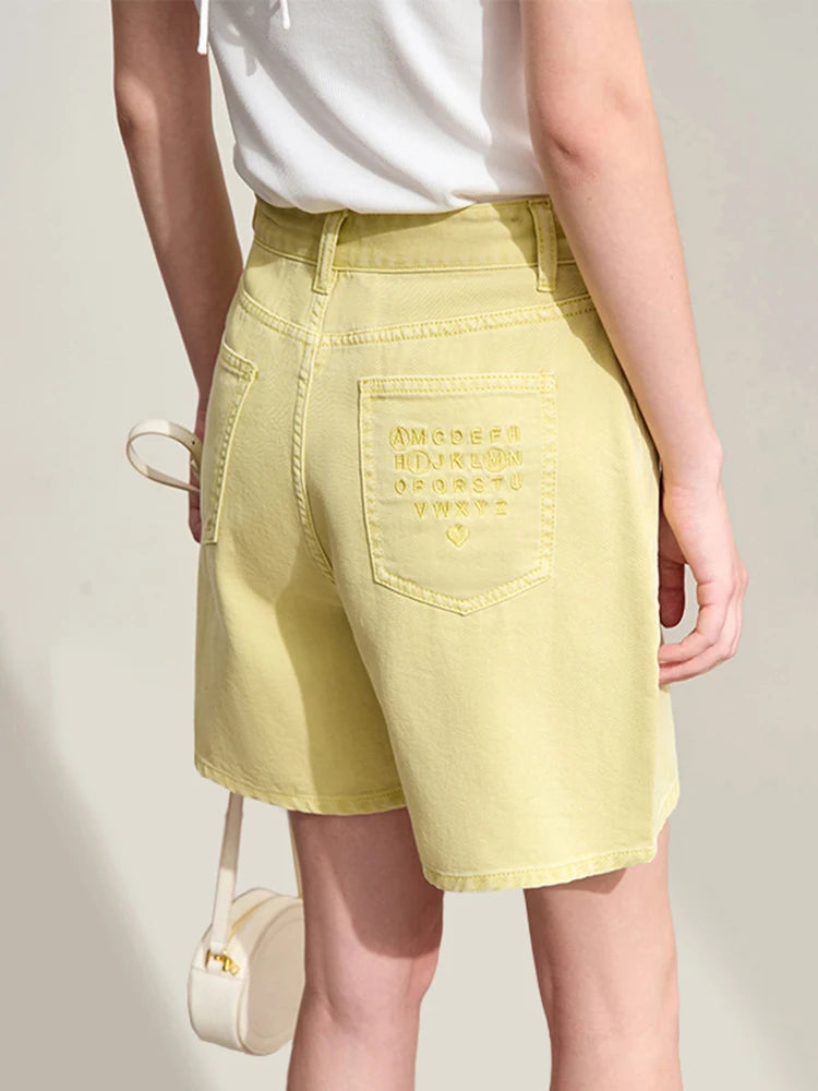 Amii Minimalism Women Denim Shorts