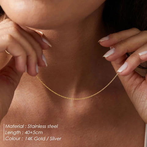 eManco Classic Fine Chain Gold-Plated Men's Necklace - Adjustable Stainless Steel with Upgraded Lobster Clasp