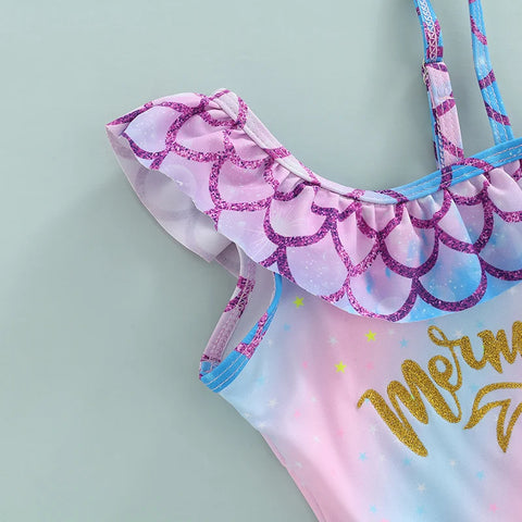 Tregren Toddler Girls Ruffle Mermaid Swimsuit