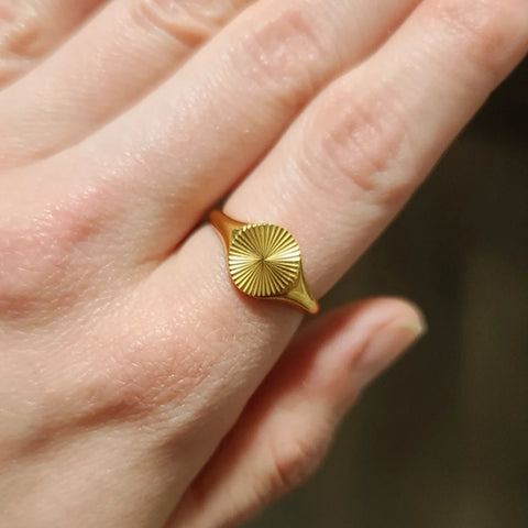 High Quality Wave Rings for Women - Minimalist Dainty Rays Texture Circle Ring in Stainless Steel