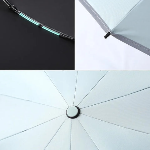 Fully Automatic Reverse Folding Blackout Umbrella with Reflective Stripe - UV Blocking Windproof Parasol