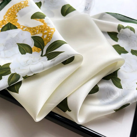 Flower Silk Square Scarf for Women