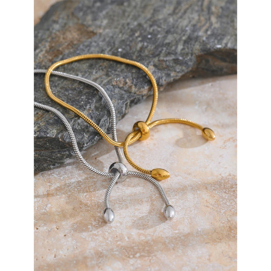 Yhpup Fashion Exquisite Basic Chain Pull-out Adjustable Bracelet Bangle - Gold Platinum Plated Daily Jewelry Gift