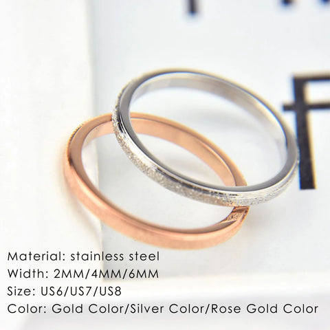 SUNIBI Frosted Stainless Steel Ring for Women – Elegant Gold Finger Ring for Fashion and Weddings