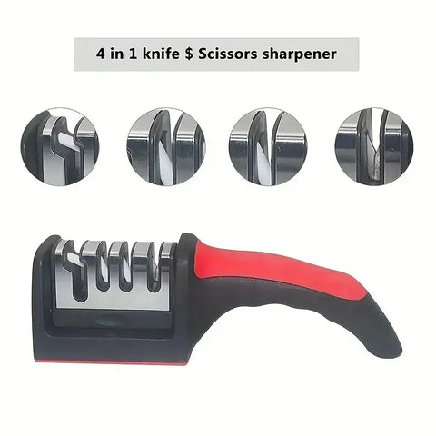3-Segment Knife Sharpener - Stainless Steel Three-Purpose Sharpening Tool for Kitchen Knives