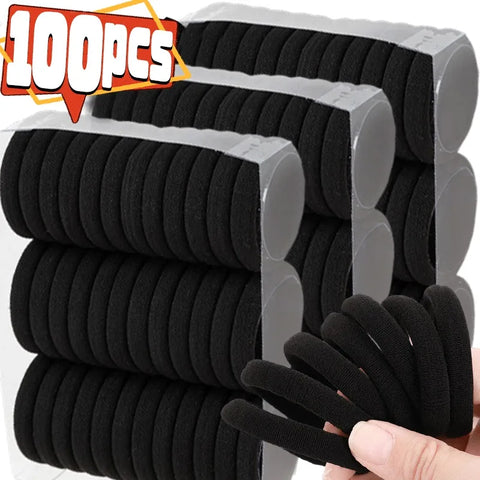 200 stuks/set dames- en meisjesbasis haarbanden - eenvoudige effen kleuren elastische hoofdband haarbanden haaraccessoires paardenstaarthouder