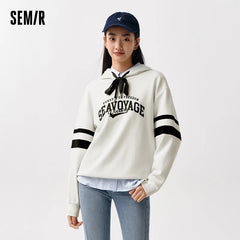 Semir Women's Letter Print Loose Drop Shoulder Hoodie