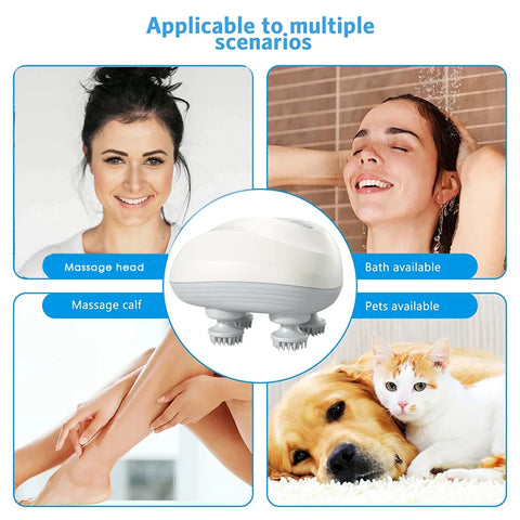 Deep Scalp Massager - Electric Massage Tool for Head and Pets, Washable & Portable