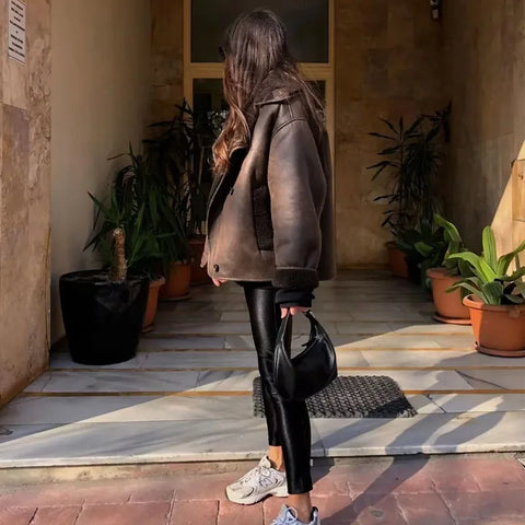 MUJER 2025 Dikke imitatieleren jassen voor dames - Stijlvolle warme herfst-winterjassen