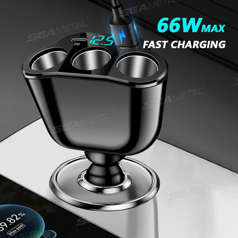 SEAMETAL 5-Port Car Charger - 336W Cigarette Lighter Adapter