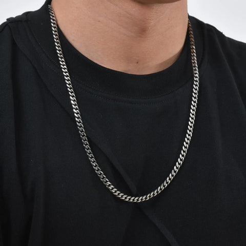 Vintage Chain Necklace for Men and Boys - Retro Grey Stainless Steel Collars