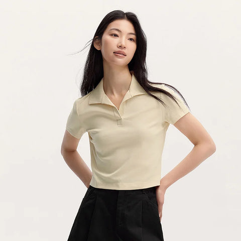 Senma Dames 2024 Zomer Slim Gebreid Poloshirt 