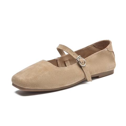 AIYUQI Mary Jane Women's Shoes - Suede Leather Ballet Flats
